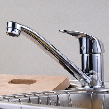 厨房水槽洗菜盆洗衣池冷热水龙头铝合金单孔单把水龙头可旋转现代家用