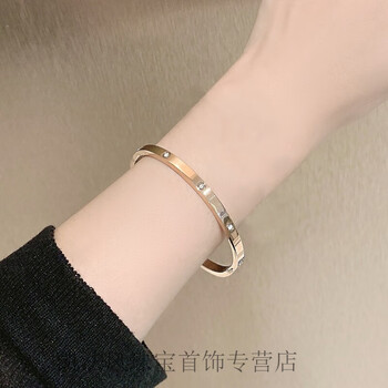 quamer施华洛世奇锆手镯女18k玫瑰金彩金钛钢手环网红轻奢精致ins小众