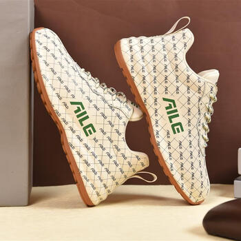 aile爱乐秋季新款轻奢高端舒适全皮耐磨男士鞋子休闲鞋男鞋米白36