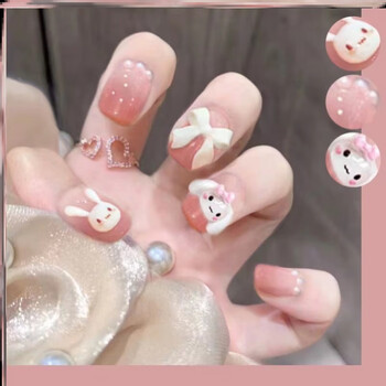 儿童穿戴甲片5岁6岁小孩可爱美甲贴2024新年短款女童三丽鸥指甲片