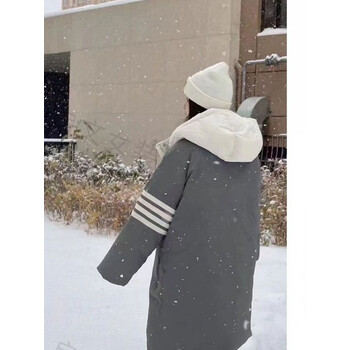 以纯羽绒服新款洋气冬季羽绒服秋冬外穿加厚长款tb羽绒服中长款银灰色