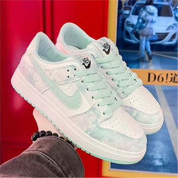 耐克森秋季樱花粉女鞋空军一号小白鞋学生轻便透气运动鞋卡其色35标准