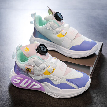 梓誉旋转纽扣女童室外篮球鞋2022新款夏季透气儿童运动鞋女孩训练球鞋