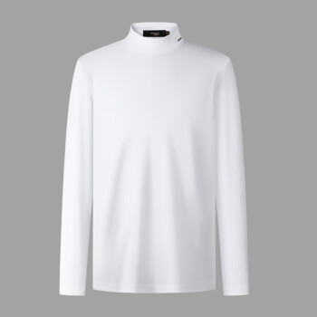 鳄鱼恤（CROCODILE）中青年男士中高领气质商务T恤长袖衫 白色 XL