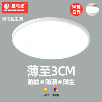 鲸与光 超薄三防灯 led灯 防爆灯 大功率照明灯 工业灯 厂房照明灯 防蚊灯 白圆47cm白光56w（适25-35平）