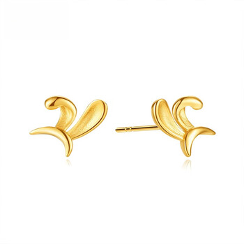 米詅黄金兔耳朵耳钉999足金新款5g高光金生肖兔耳饰送女友生日礼物约