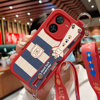 适用于iqooz8手机壳x蓝白小熊斜挎腕带小软壳vivo镜头全包防摔保护套