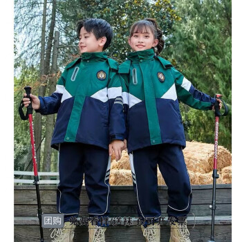 芯时代芯时代小学生校服秋冬季套装新款冲锋衣班服英伦学院风幼儿园园服 绿色【冲锋衣外套+裤子】 100码