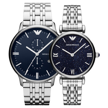 阿玛尼armani手表情侣款一对时尚小众简约商务表星空表eatz037星空蓝