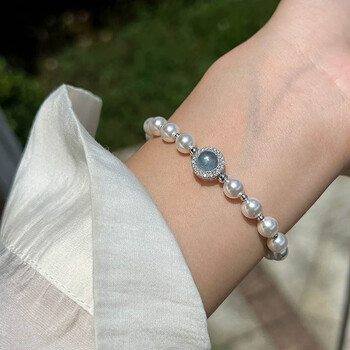 经典白珍珠手链【通体925银】 证 16cm