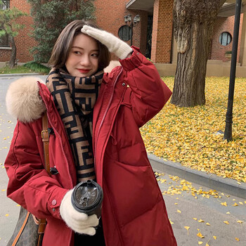 yxko结婚外套女新娘冬天羽绒服大红色中长款秋冬款圣诞新年韩系加厚连