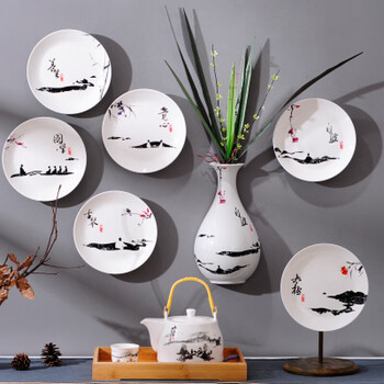 2019新款壁挂花瓶创意新中式墙饰过道饭店餐厅墙面装饰挂件墙壁挂饰