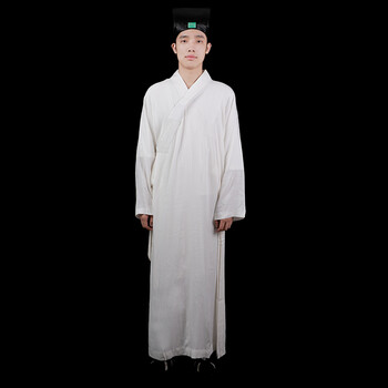 变颜 道袍白色竹节麻长袍道教服装道士长衫道服道装道衣大领道服法袍