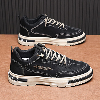 大东男鞋春秋潮流百搭低帮板鞋男士休闲皮鞋防水防滑运动增高小白潮鞋