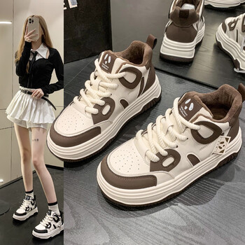 mmanyutie女大童二棉板鞋冬季保暖加绒十五六岁女孩初中学生百搭厚底