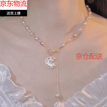 次嘉项链女款2024轻奢珍珠女配饰品感小众锁骨颈链1018项链白色锆石