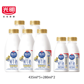 光明优倍鲜牛奶浓醇36g蛋白质生牛乳学生儿童营养杀菌鲜奶435ml5瓶280