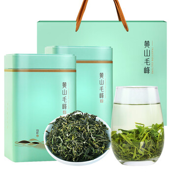 温即安徽特产黄山毛峰2罐共500克2023年绿茶新茶叶年货春节送礼盒装2