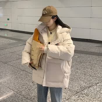 品抉中学生羽绒服女13s岁短款青少年羽绒服女孩高中生外套冬天穿的米