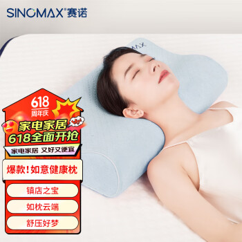 赛诺 香港SINOMAX如意健康枕 记忆枕芯枕头慢回弹记忆棉 粉蓝色
