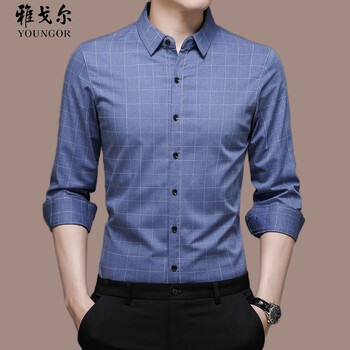 mayor雅戈尔自营官方旗舰店长袖衬衫男冬季男装商务休闲加绒保暖纯棉