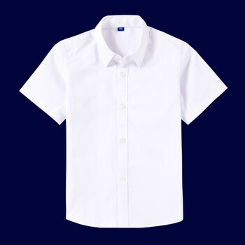 银沐417岁男童白衬衫短袖棉夏季薄款中大童校服演出服儿童白色衬衣