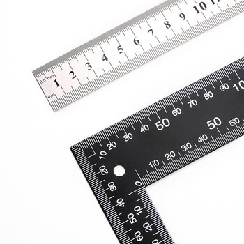 尺子直角尺测量直尺90度拐角尺不锈钢尺子30厘米测量工具 直角黑钢尺