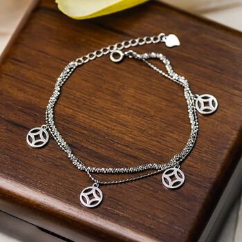 drck五角星手链铜钱双层女银新国风轻奢小众设计本命年手链送女生白