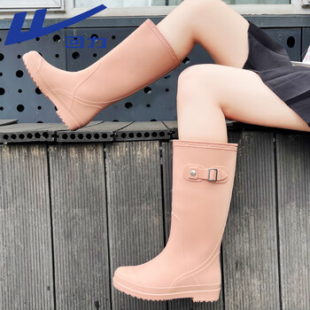 回力回力雨鞋女士高筒雨靴时尚户外防水耐磨胶鞋水鞋水靴73-1卡其36