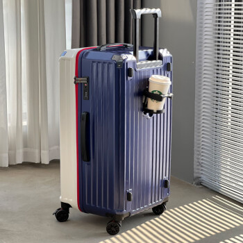 迈奇龙2308 大容量行李箱拉杆箱万向轮旅行箱皮箱密码箱包 34吋 白+蓝