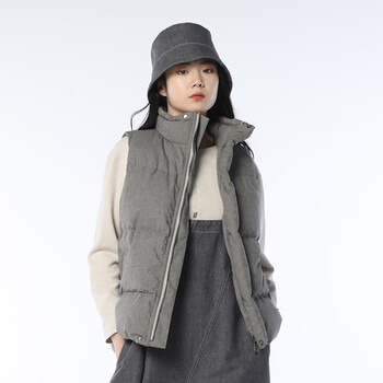 竹林石屋冬季立领羽绒马甲灰色女士气质显瘦保暖拉链显瘦商场同款 深