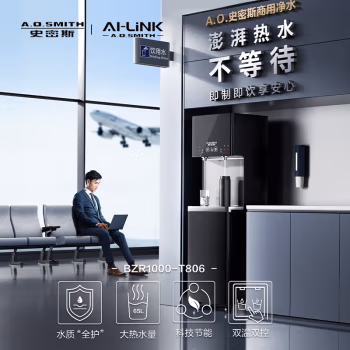 A.O.史密斯商用净水器BZR1000-T806 办公室会议厅商场车站直饮净水机 反渗透冷热一体即饮机 接水盘加高款