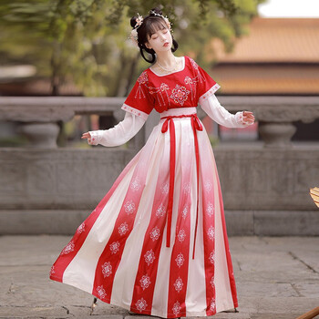 臻一萌汉服女齐胸襦裙子中国风汉元素绣花飘逸超仙夏季古装学生日常
