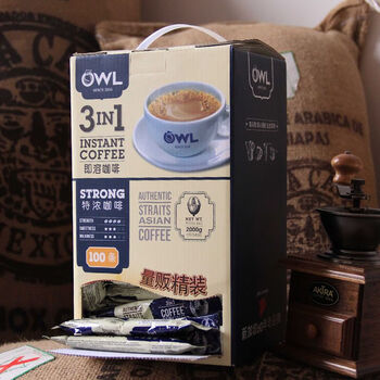 猫头鹰咖啡马来西亚速溶三合一特浓原味咖啡粉100条礼盒装新货预售特