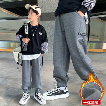 墨鉴加绒加厚小学生男大童裤子1315岁大男童初中生春秋款新款中休闲