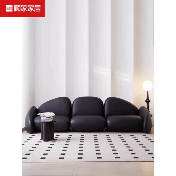 皮沙发设计款轻奢现代简约螃蟹造型小户型直排网红沙发 黑色 0cm 单人