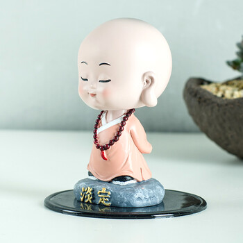 车载摆件小和尚点头 高档车内饰品可爱玩偶 平安符 和尚摆件--淡定