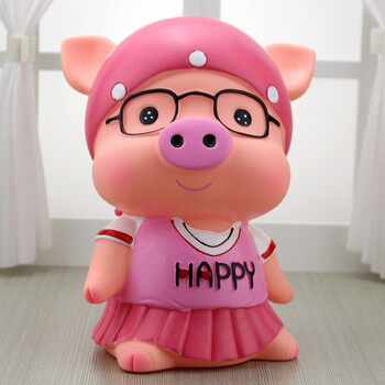 抖音同款存钱罐猪 大号搪胶儿童零钱罐玩具创意可爱卡通猪硬币储蓄罐