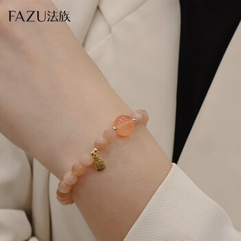 fazu太阳石水晶盐源转运珠福牌爱心吊坠小众珍珠手饰品设计生日礼物情