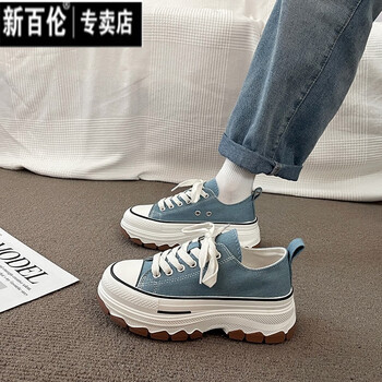 新百伦厚底帆布鞋女春夏季2024新款百搭小众小白鞋运动休闲松糕网红