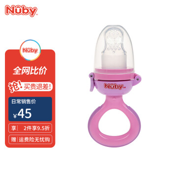 努比（Nuby）宝宝咬袋辅食器 新生儿牙胶 宝宝安抚儿童辅食喂养器婴儿玩具咬胶 粉红色