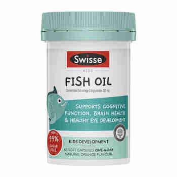 澳洲进口swisse儿童鱼油咀嚼胶囊 鱼肝油DHA咀嚼钙片学生青少年促进骨骼成长 儿童鱼油咀嚼胶囊60粒