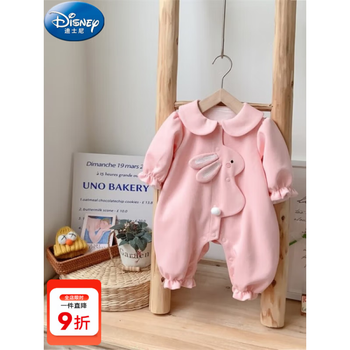 disney迪士尼disney女婴儿衣服春秋装外套卡通小兔子连体衣周粉色66码
