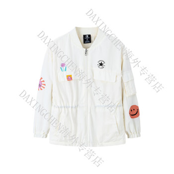 匡威converse匡威中大童小童梭织夹克童趣印花休闲春秋儿童外套羽白色