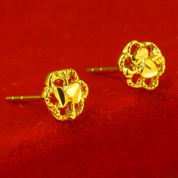 quamer老凤凰金店款黄i金耳钉9999足i金金耳环男士女款单520情人节