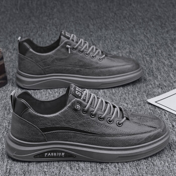 回力瑞工作鞋男春季运动休闲皮鞋黑色厨师上班厨房防滑防水防油劳保男