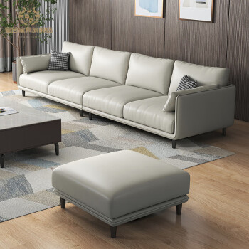 星因江西赣州南康家具沙发品牌现代简约轻奢网红沙发客厅小户型三四人 科技布-米白色 2.1m 三人位+脚踏.