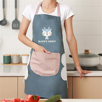 京惠思创韩版时尚可爱围裙卡通图案防污厨房围裙女家用餐厅工作服