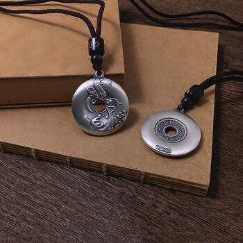 老凤凰520礼物平安扣吊坠女999足银复古貔貅古法银护身情侣项链男祥龙