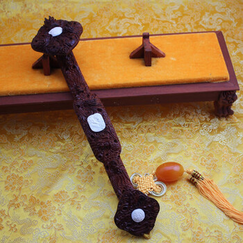 神至 紫檀龙纹如意 小叶紫檀原木九龙如意木雕摆件工艺品sn2097 如意